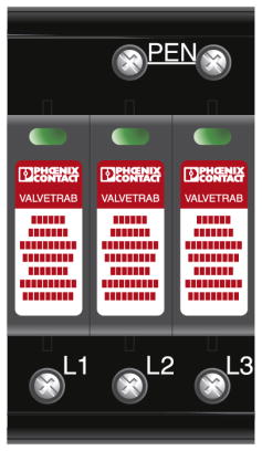 Молниеотвод / разрядник для защиты от импульсных перенапряжений типа 1/2-VAL-MS-T1/T2 335/12.5/3+0