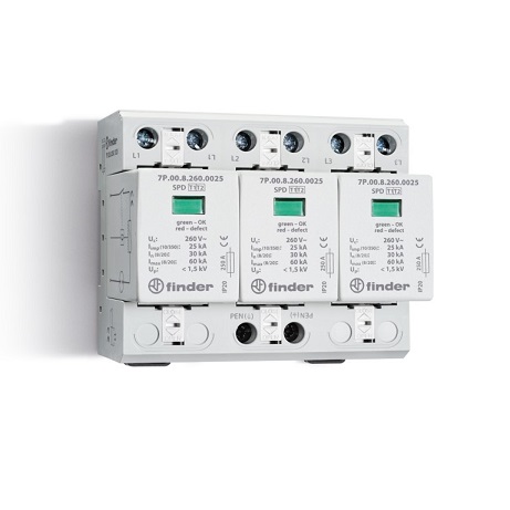 7P.03.9.000.1012	Устройство защиты от импульсных перенапряжений УЗИП тип 1+2 (3 варистора 1000В DC); модульный, ширина 108мм; степень защиты IP20