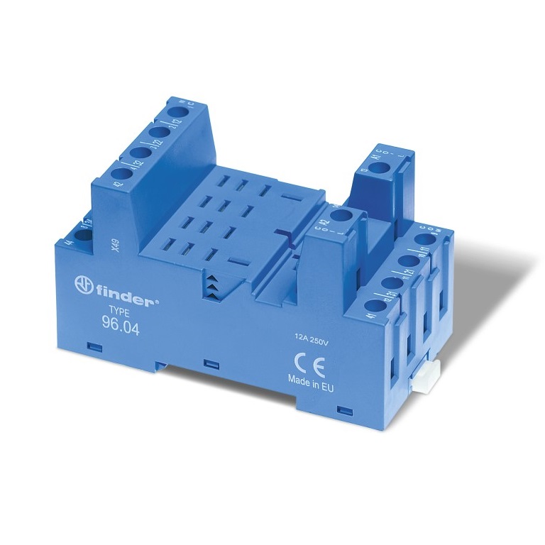 96.04.7SMA Розетка с винтовыми клеммами (с зажимной клетью) для реле 56.34; применяются модули 86.00, 86.30, 99.02; в комплекте металлическая клипса 096.71; серый цвет; версия для ЖД-транспорта
