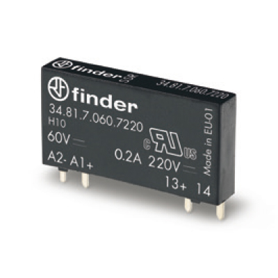 34.81.7.060.7220	Ультратонкое твердотельное реле; монтаж на печатную плату; выход 0,2A(220В DC); вход 60В DC; влагозащита RTIII