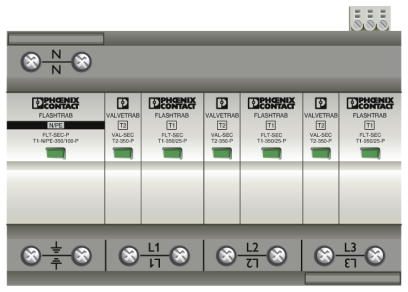 Комбинированное устройство для защиты от грозовых и коммутационных перенапряжений, класс I + II-FLT-SEC-T1+T2-3S-350/25-FM