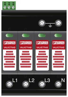 Молниеотвод / разрядник для защиты от импульсных перенапряжений типа 1/2-VAL-MS-T1/T2 335/12.5/4+0-FM