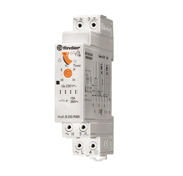 14.61.8.230.P000 Модульный электронный лестничный таймер мультифункциональный; 1NO 16A; 3- или 4-проводная схема; питание 230В АC; ширина 17.5мм; степень защиты IP20; безвинтовые клеммы Push-in