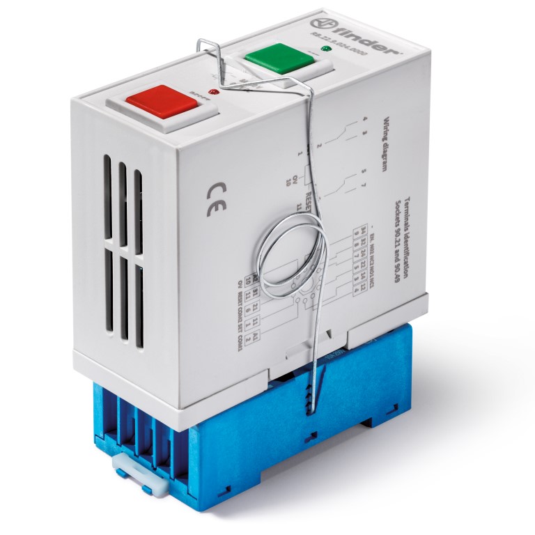 RB.22.9.125.9021	Промышленные бистабильные реле; в комплекте с розеткой 90.21; кнопки SET, RESET; 2CO 8A; Контакты AgNi; бистабильная катушка 2 обмотки , питание 110-125В DС; степень защиты IP20