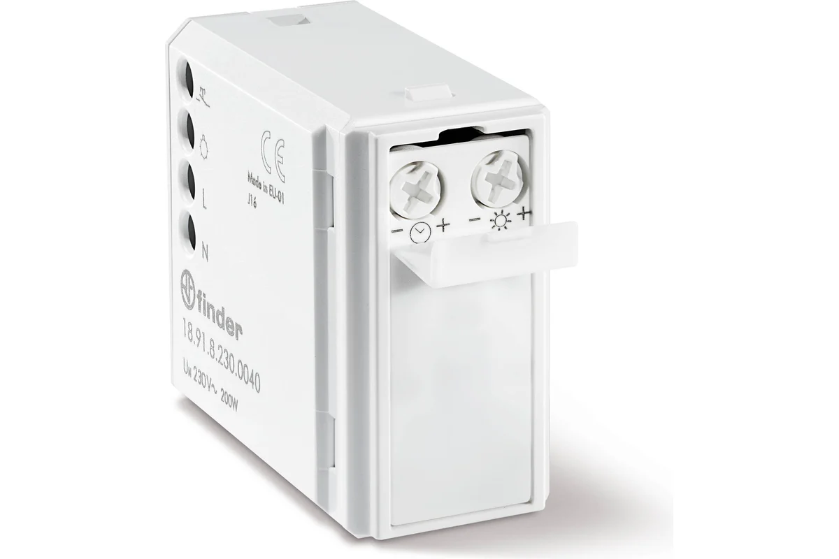 18.91.8.230.0040 Детектор движения; установка в монтажной коробке; выход 1NO 200Вт (230В АС); питание 110…230В АC; степень защиты IP40