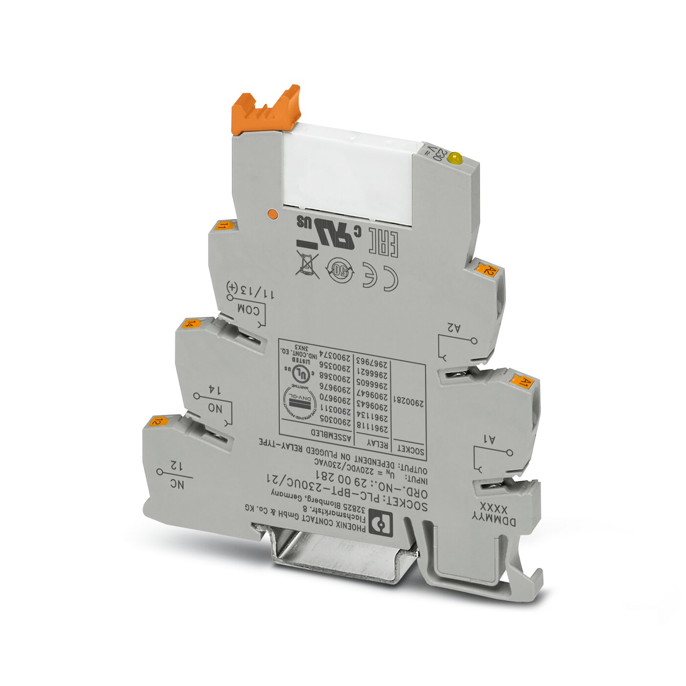 Реле в наборе: база реле PLC-BPT-230UC/21 + вставное реле REL-MR- 60DC/21