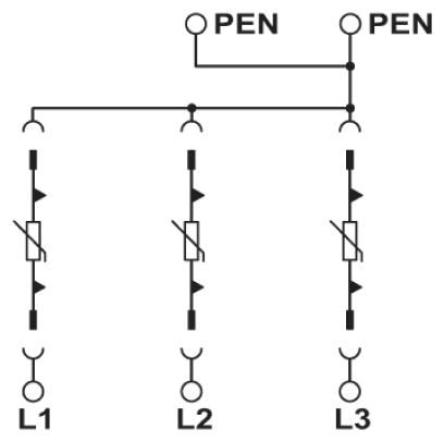 Молниеотвод / разрядник для защиты от импульсных перенапряжений типа 1/2-VAL-MS-T1/T2 335/12.5/3+0