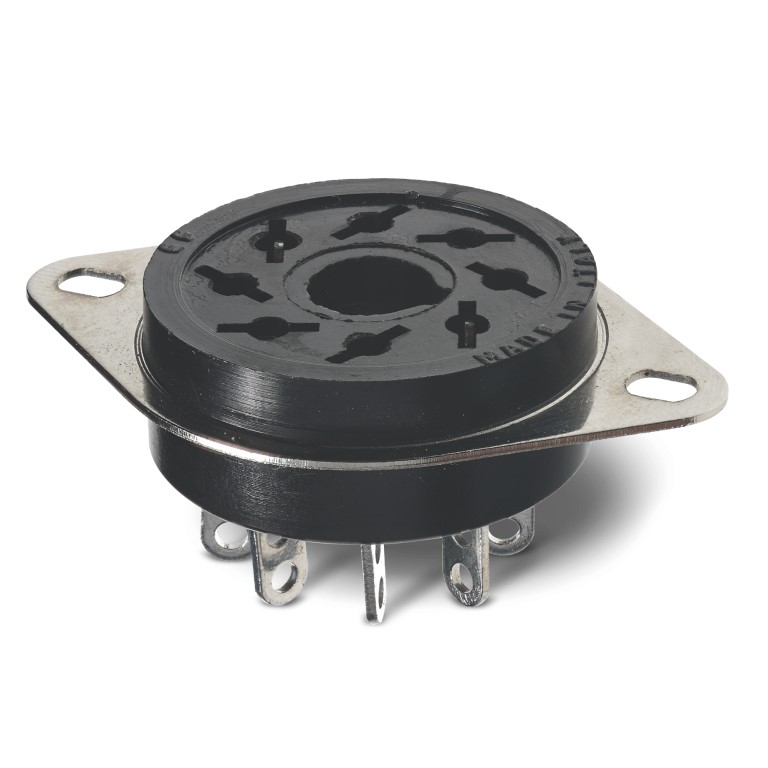 90.12.4	Штепсельный разъем 8-штырьков для реле 60.12, таймера 88.12; под пайку; задняя крышка