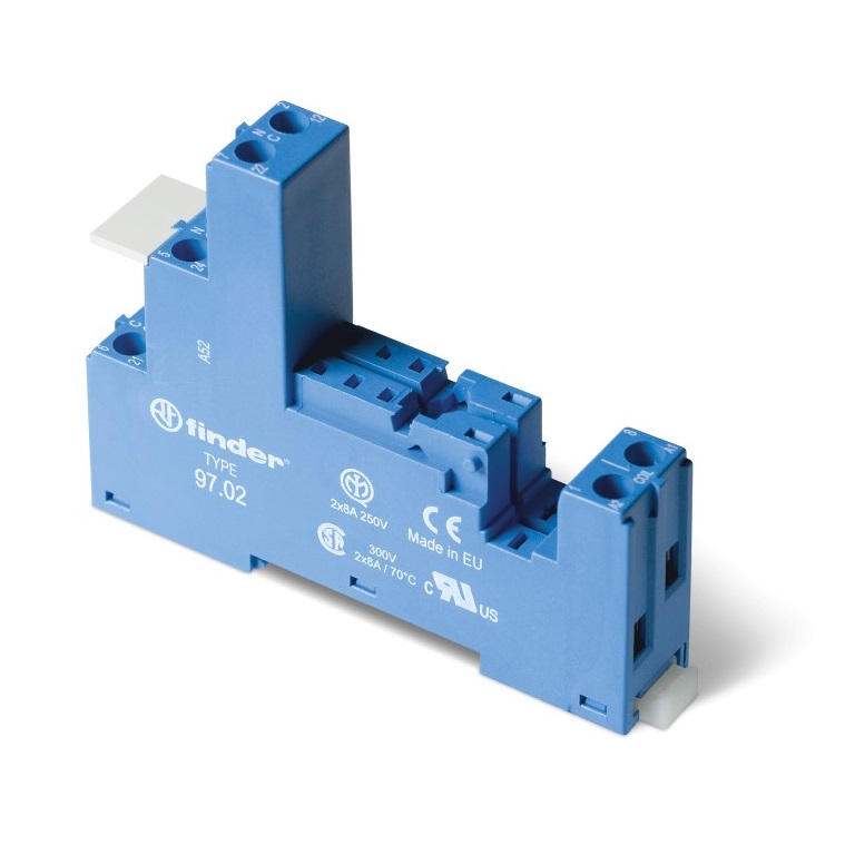 97.02.7SMA Розетка с винтовыми клеммами (с зажимной клетью) для реле 46.52; применяются модули 86.30, 99.02; в комплекте металлическая клипса 097.71; серый цвет; версия для ЖД-транспорта