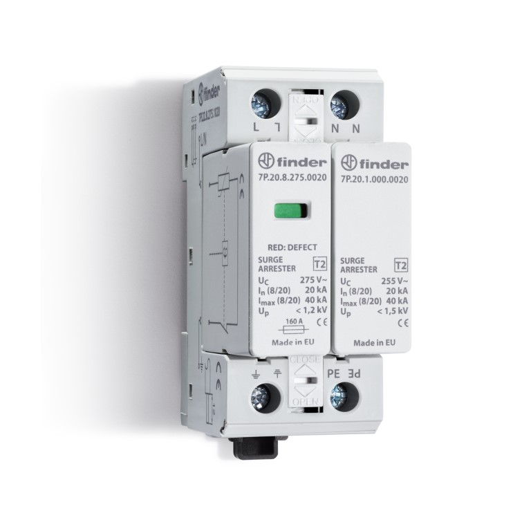 7P.22.8.275.0020	Устройство защиты от импульсных перенапряжений УЗИП тип 2 (1 варистор + 1 искровый разрядник); модульный, ширина 35мм; без доп.контакта; степень защиты IP20