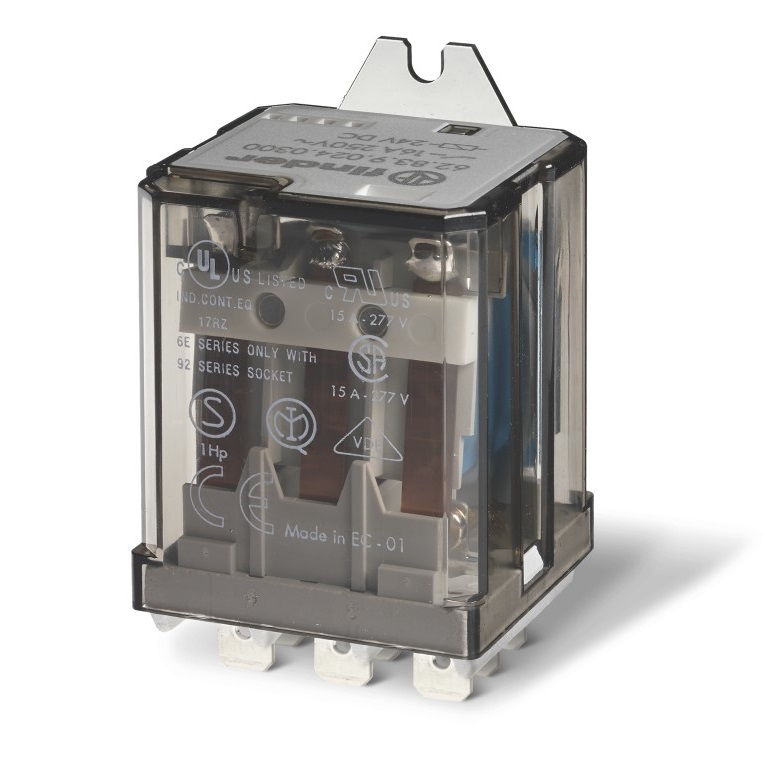 62.83.9.024.4369	Силовое электромеханическое реле; монтаж в наконечники Faston 250 (6.3х0.8мм); 3NO 16A; контакты AgSnO2 (зазор ≥ 3мм); катушка 24В DC; степень защиты RTI; без монтажного фланца; опции: диод + LED