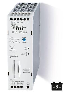 78.1D.1.230.2415 Импульсный источник питания; вход 110...250В AC/DC; выход 24В DC, 130Вт; Компенсация реактивной мощности; ширина 30мм; степень защиты IP20; опции: контакт Предтревога