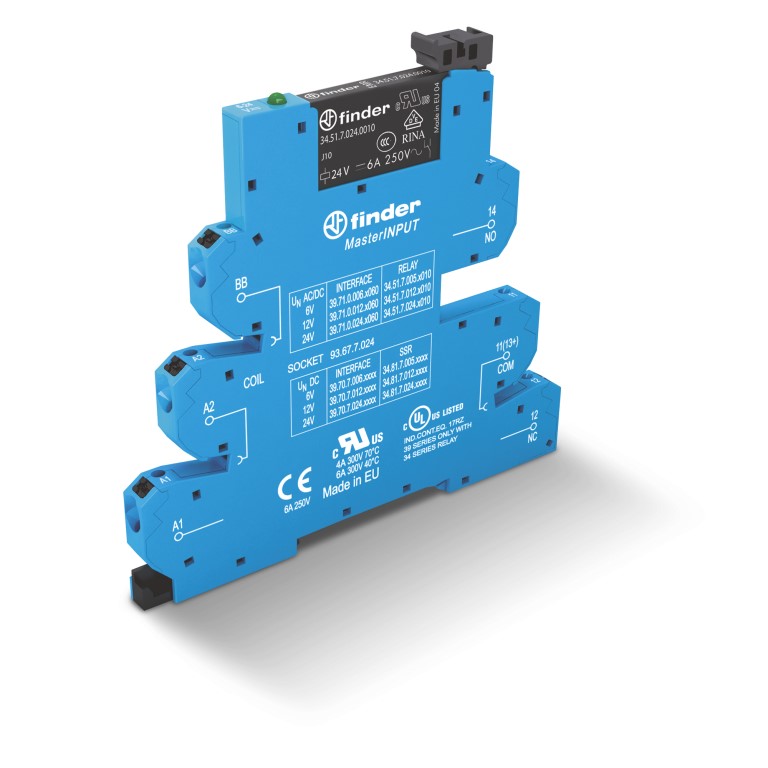 39.71.0.006.5060	Интерфейсный модуль (сборка 34.51.7.005.5010 + 93.67.7.024), электромеханические реле, серия MasterINPUT; 1CO 6A; контакты AgNi+Au; питание 6В AC/DC; категория защиты IP20; безвинтовые клеммы Push-in