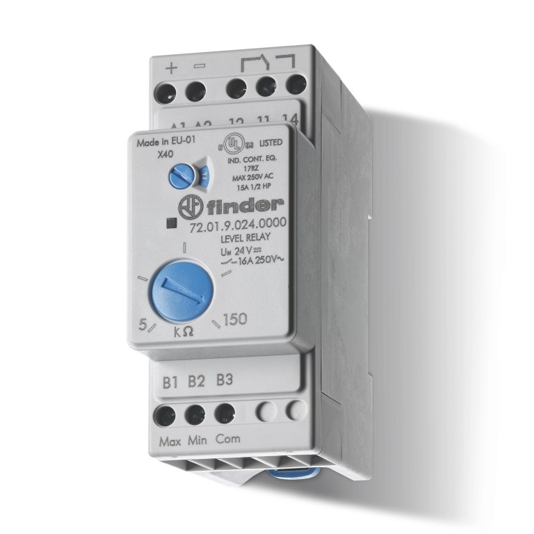 72.01.8.240.5002PAS	Реле контроля уровня; настраиваемый диапазон чувствительности 5…450кОм; питание 240В AC; выход 1CO 16А; контакты AgNi+Au; модульное, ширина 35мм; степень защиты IP20; упаковка 1шт.