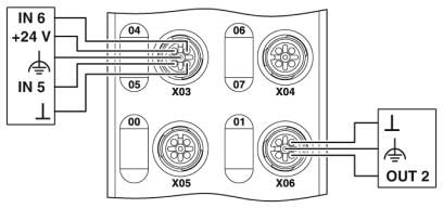 Децентрализ. устройство ввода-вывода-AXL E ETH DI8 DO4 2A M12 6P