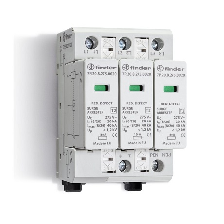 7P.23.9.750.1020	Устройство защиты от импульсных перенапряжений УЗИП тип 2 (3 варистора) для фотогальванических систем 750В DC; модульный, ширина 52.5мм; степень защиты IP20