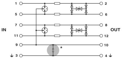 Штекерный модуль для защиты от перенапр-й-PT 2X2-HF-5 DC-ST