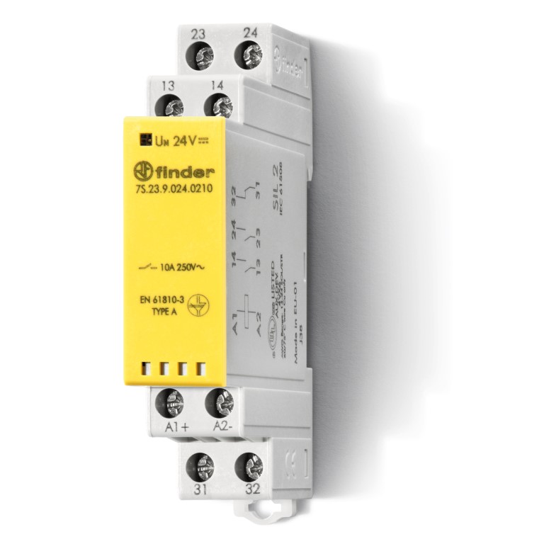 7S.23.9.048.0210	Модульное электромеханическое реле безопасности (реле с принудительным управлением контактами) SIL2; 2NO+1NC; контакты  AgNi+Au; катушка 48В DC; винтовые клеммы; ширина 17.5мм;  степень защиты IP20