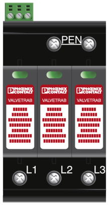 Молниеотвод / разрядник для защиты от импульсных перенапряжений типа 1/2-VAL-MS-T1/T2 335/12.5/3+0-FM