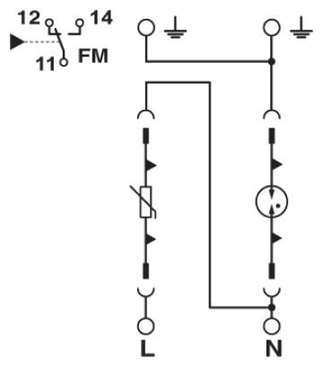 Молниеотвод / разрядник для защиты от импульсных перенапряжений типа 1/2-VAL-MS-T1/T2 335/12.5/1+1-FM