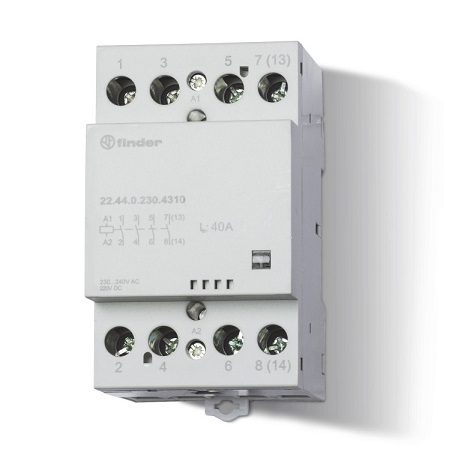 22.44.0.230.4717	Модульный контактор; 3NO+1NC 40А (зеркальные контакты EN 60947-4-1); контакты AgSnO2; катушка 240В АС/DC; ширина 53.5мм; степень защиты IP20; опции: мех.индикатор