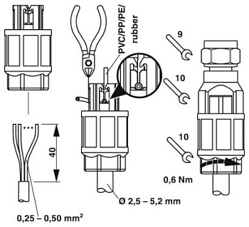 Соединитель для датчика/исполнительного устройства-SACC-M 8FS-3QO-0,5-VA