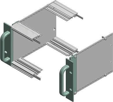 Фланец 3 / 6 U, алюминий, прозрачно-анодированный, для монтажа с боковыми стенками конструктива с отверстиями для ручек