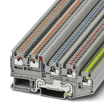 Клеммный модуль для подключения датчиков и исполнительных элементов-PTIO 1,5/S/4-PE-LED 24 RD