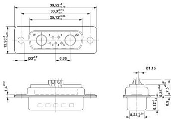 Комбинированная контактная вставка D-SUB-VS-15-ST-DSUB-2P-5S
