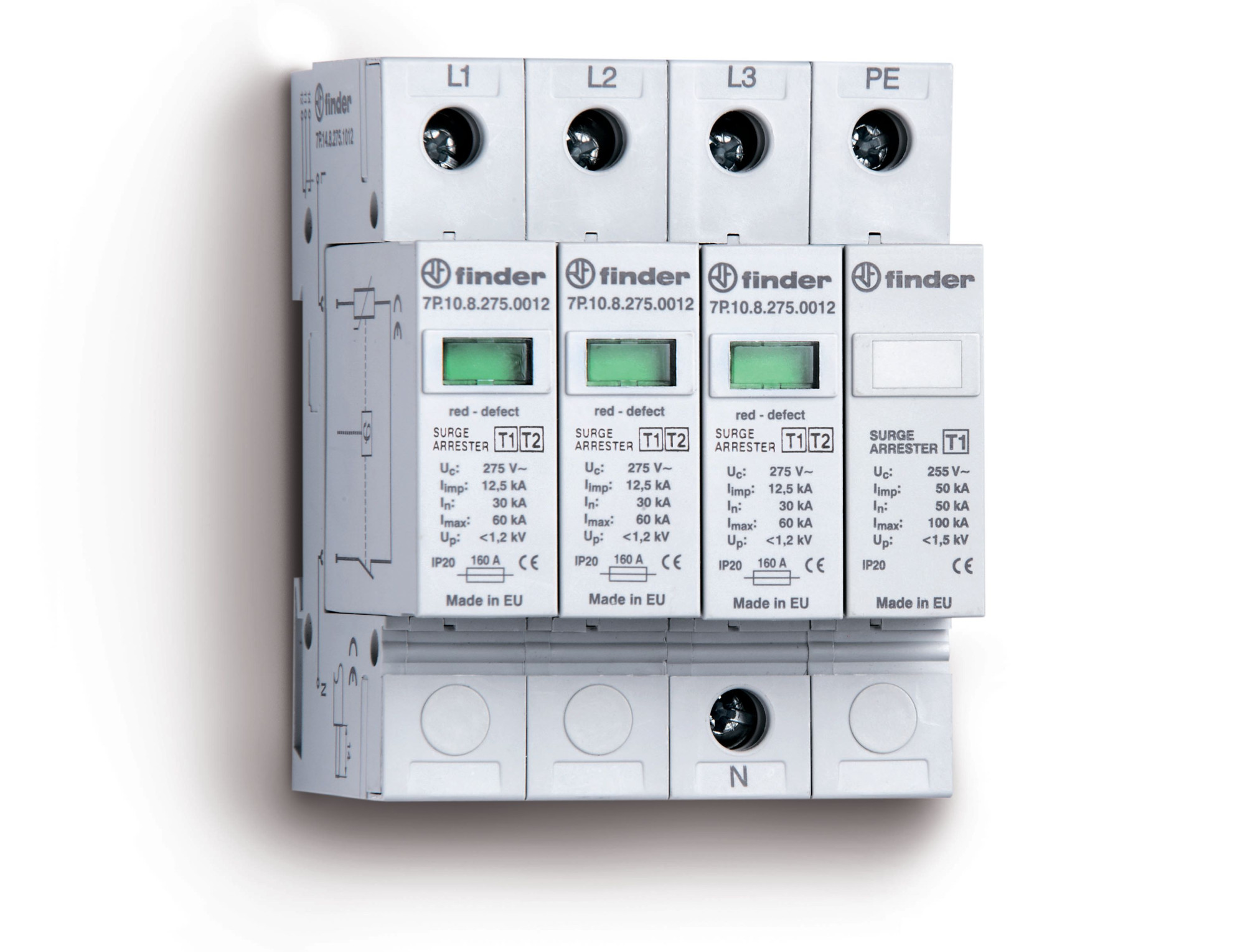 7P.14.8.275.1012 Устройство защиты от импульсных перенапряжений УЗИП тип 1 (3 варистора + 1 искровый разрядник)