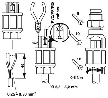 Соединитель для датчика/исполнительного устройства-SACC-M 8MS-3QO-0,5-VA