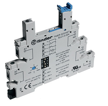 93210024 Розетка с винтовыми клеммами (с зажимной клетью) для реле 34 серии; встроенный таймер; питание 24В АС/DC