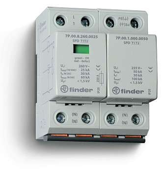 7P.02.8.260.1025 Устройство защиты от импульсных перенапряжений УЗИП тип 1+2 (1 варистор/искровый разрядник + 1 искровый разрядник)